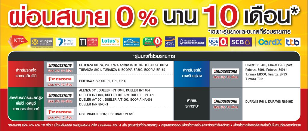 โปรโมชั่นยาง COCKPIT ผ่อน 0% เมื่อซื้อ BRIDGESTONE FIRESTONE โปรโมชั่นยาง COCKPIT ผ่อน 0% เมื่อซื้อ BRIDGESTONE FIRESTONE