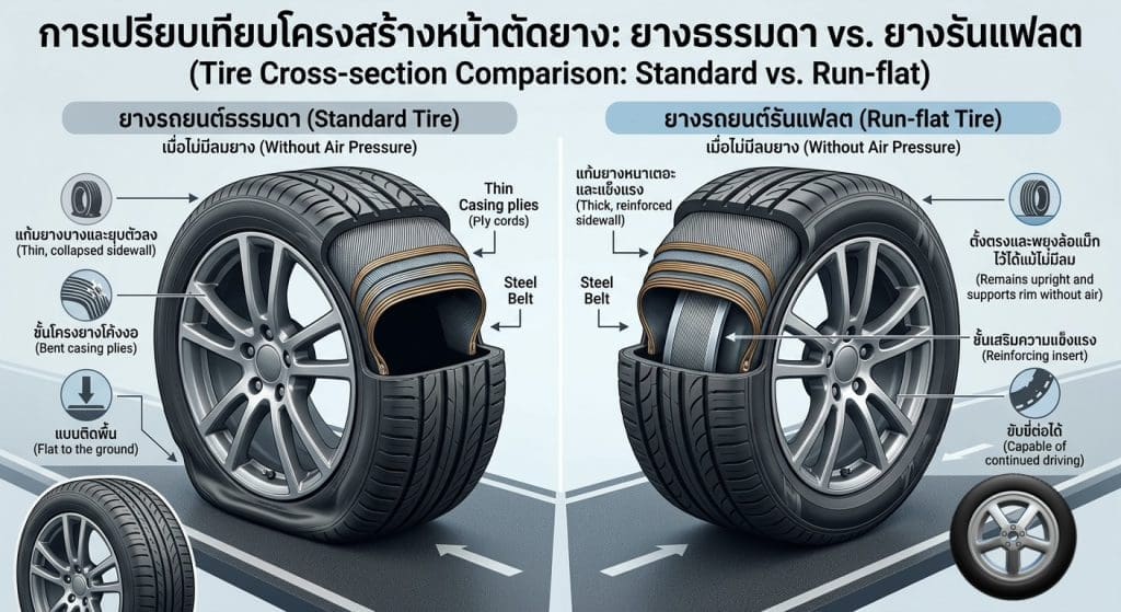 ยางรันแฟลต Run Flat ยางที่รถหรูเลือกใช้ แบนก็วิ่งต่อได้ | ยางรถยนต์ ราคาอัปเดต 2026 ครบทุกยี่ห้อ รวมยาง Ev | Autotirechecking ยางรันแฟลต Run Flat ยางที่รถหรูเลือกใช้ แบนก็วิ่งต่อได้