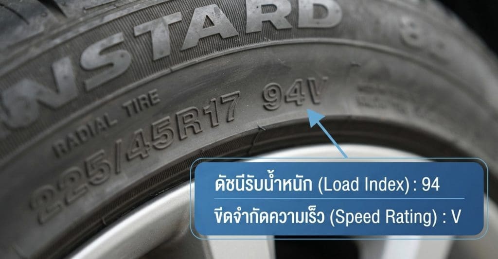 เลขลับแก้มยาง ดัชนีรับน้ำหนัก และ ขีดจำกัดความเร็ว