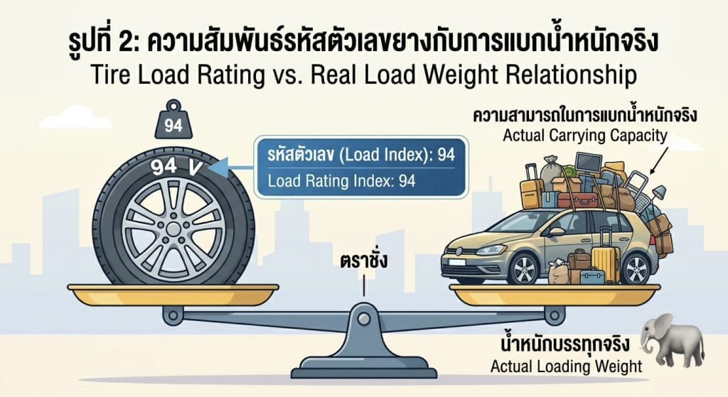 เลขลับแก้มยาง ดัชนีรับน้ำหนัก และ ขีดจำกัดความเร็ว