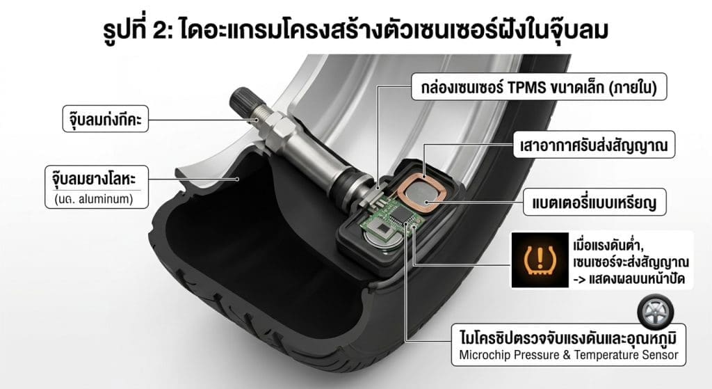 ไฟเตือนลมยาง (TPMS) โชว์บนหน้าปัดบอกอะไร?