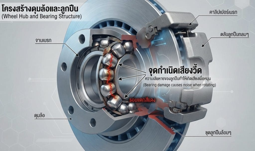 เสียงดังวี้ดๆ หึ่งๆ อาการ ลูกปืนล้อพัง หรือ ยางรถยนต์หอน