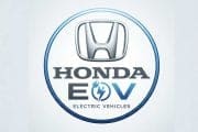 Honda E:EV emblem inside a blue circular badge, with the words 'Electric Vehicles' beneath.
