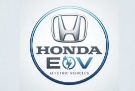 Honda E:EV emblem inside a blue circular badge, with the words 'Electric Vehicles' beneath.