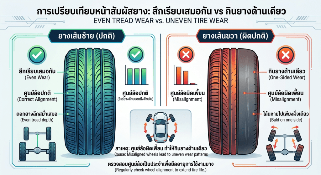 อย่าละเลยความปลอดภัย! 5 สัญญาณเตือน ที่บอกว่าดอกยางหมดสภาพ